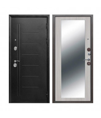 Входная дверь Цитадель (Феррони) 10 см Троя Серебро Макси Зеркало Ясень белый